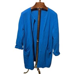 Boden Open Front Blue Knit Cardigan Pockets Size XL